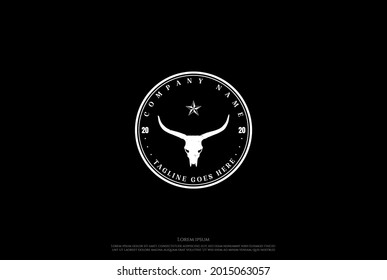 Vintage Texas Star Longhorn Bull Logo Design Vector