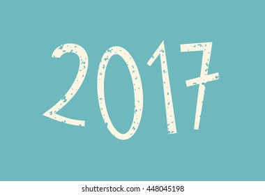 Vintage text 2017. Seasons greetings. Handwritten type in retro colors. Vector illustration.