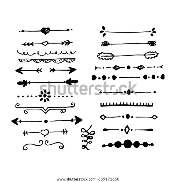 Vintage text dividers. Doodle decorated text
drawn by hand. Vector
illustration