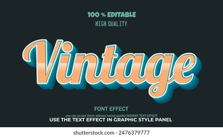 Vintage text effect. Editable text effect.