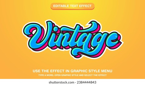 Vintage text effect editable retro text style