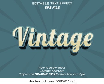 vintage  text effect, font editable, typography, 3d text. vector template