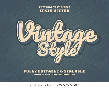 Vintage text effect with sticker style editable font effect