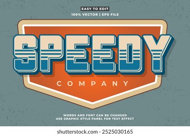 Vintage text effect template with 3d style editable font effect. Retro text effect vector style
