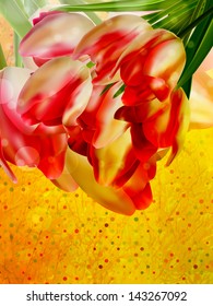 Vintage text frame with tulips, old paper background. And also includes EPS 10 vector