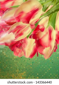 Vintage text frame with tulips, old paper background. And also includes EPS 10 vector