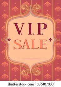 Vintage Text Illustration Featuring the Words VIP Sale