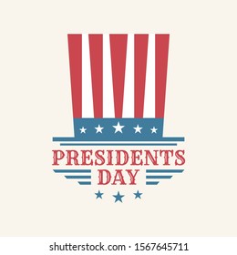 Vintage text Presidents Day with american color flag. Vector illustration Hand drawn text lettering for Presidents day in USA. Vector illustration EPS.8 EPS.10