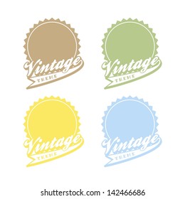 vintage text tag label set in color