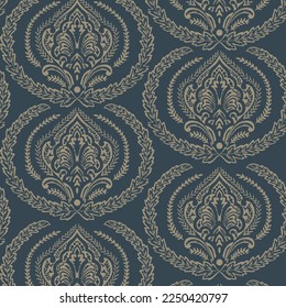 Vintage textile fabric design pattern. foliage seamless decorative pattern