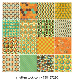 Vintage Textile Pattern Set - Abstract Vector Old-Fashioned Motif 