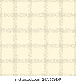 Vintage textile tartan pattern, white check plaid texture. Good background fabric seamless vector in light and cornsilk color.