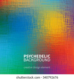 Vintage texture mosaic background with psychedelic colors. Vector illustration. Retro pattern made of square shapes. Useful for web design, for printing on fabric and paper or scrap booking.