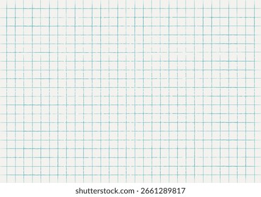 Fundo de papel de textura vintage com grade grunge azul, folha quadriculada. Página em branco do bloco de anotações da escola