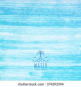 vintage texture of water with logo of palm and waves