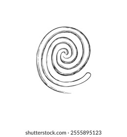 Vintage Textured Circle Symbol, Hand-Drawn Vector, Graphic Style, Cartoon Illustration, Black and White, Sketch Style, Isolated on White Background