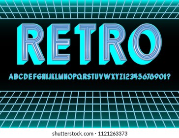 Vintage textured font is made in retro style. 