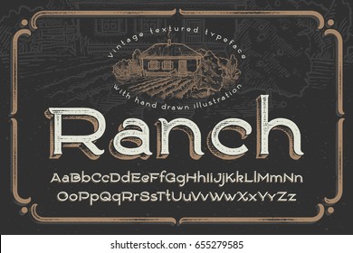 Vintage Textured Font Named 