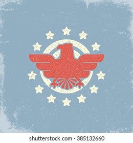 Vintage textured label for poster, flyer or t-shirt print with eagle symbol.