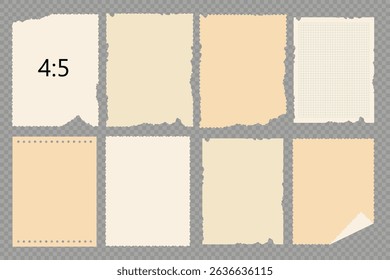 Vintage Textured Paper, a piece of sheet, torn paper. Vector Isolated Illustration