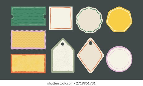 Etiqueta Texturizada De Antiguas Y Etiqueta De Vector Conjunto Para La Venta Etiqueta Engomada De Boleto Y Diseño Retro Tarjeta De Precio De Descuento