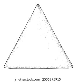 Vintage Textured Triangle Symbol, Hand-Drawn Vector, Graphic Style, Cartoon Illustration, Black and White, Sketch Style, Isolated on White Background