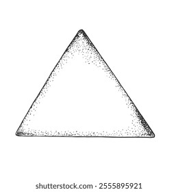 Vintage Textured Triangle Symbol, Hand-Drawn Vector, Graphic Style, Cartoon Illustration, Black and White, Sketch Style, Isolated on White Background