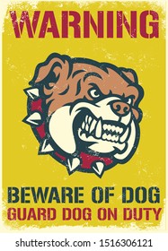 vintage and textured warning sign of beware of the dog