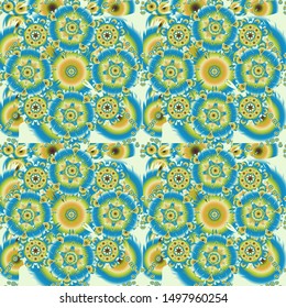 Vintage textures. Vector seamless geometrical patterns. Decorative background for cards, invitations, web design in yellow, green and blue colors. Retro digital paper.