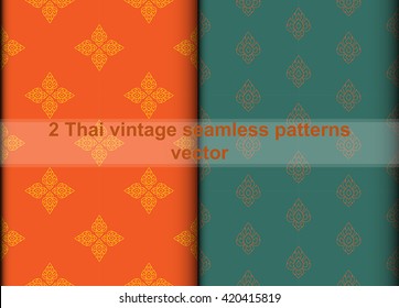 Vintage Thai seamless patterns vector abstract background, with seamless patterns in swatch