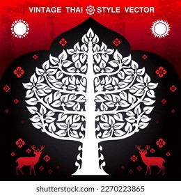 VINTAGE THAI STYLE VECTOR ART BODHI TREE02