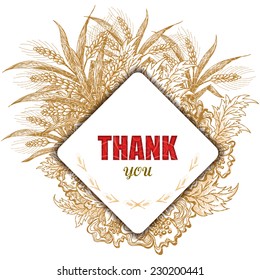 Vintage Thank You Card.  Stylish floral background. Vector illustration, EPS 10 