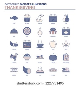 Vintage Thanksgiving  Icon set - 25 Flat Line icon set