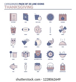 Vintage Thanksgiving  Icon set - 25 Flat Line icon set