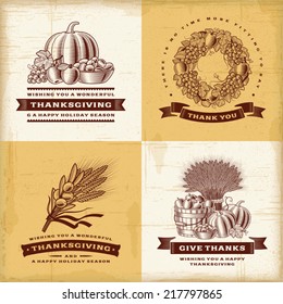 Vintage Thanksgiving Labels Set. Fully Editable EPS10 Vector.