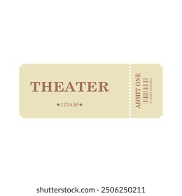 Vintage theater ticket template white isolated background. Admit one retro ticket. Ticket Admission Entry Event Design