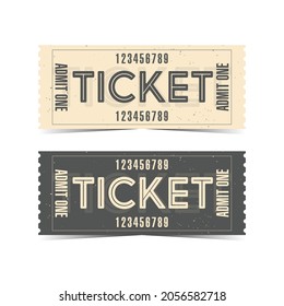 Vintage Theatre Or Cinema Ticket. Concert, Party Or Festival Ticket Vector Template Illustration. Ticket Mockup For Entrance To Events. Retro Ticket Design Concept.