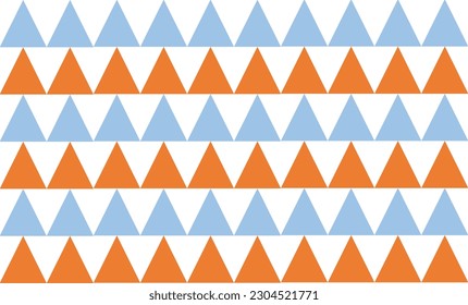 Vintage themes orange and blue seamless pattern with triangles, repeat style, replete image design for fabric printing 