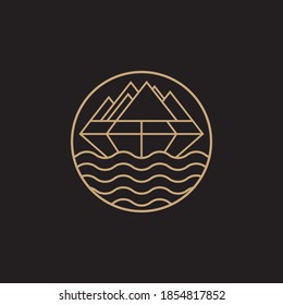 vintage thin line abstract diamond island vector icon