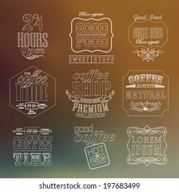 Vintage thin line bakery labels and typography, coffee shop, cafe, menu design elements,