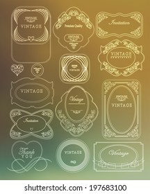 Vintage thin line labels set can be used for invitation, congratulation or website