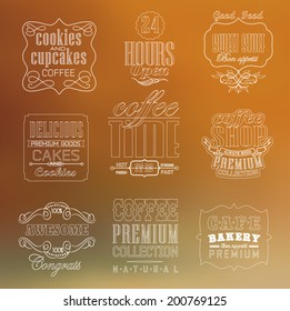 Vintage thin line labels set can be used for invitation, congratulation or website