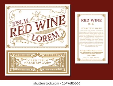 Vintage thin line style red wine label. Winemaking business branding and identity design elements.