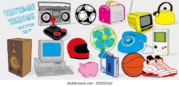 Vintage Things Vector Set / Electronic Goods Vector Set / Electric Goods Vector Set