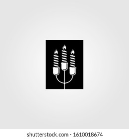 vintage three candle light flame in candle stick vector illustration design