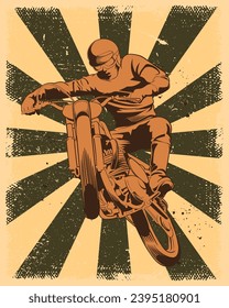 Vintage Thrills: Illustrating Extreme Motocross, Unleashing the Spirit of Motocross Extreme Sport Riding