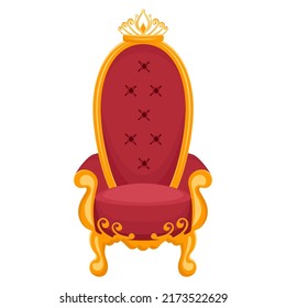 Vintage throne. Royal armchair isolated. Golden throne chair for decoration business card, vip card template. Vector flat illustration