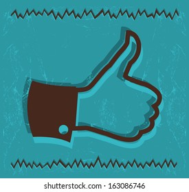 Vintage Thumb up hand symbol. Vector