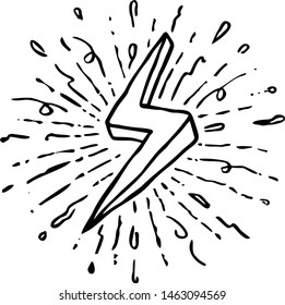 Vintage thunder symbol with sunburst in grunge background