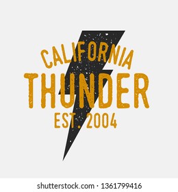 Vintage Thunderbolt logo. Vector logo template with grunge texture. Thunder emblem.